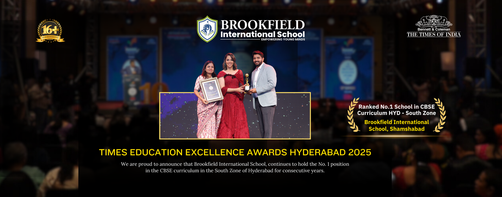 Award: No. 1 in CBSE, South Zone Hyderabad, TIMES Education Excellence Awards 2025